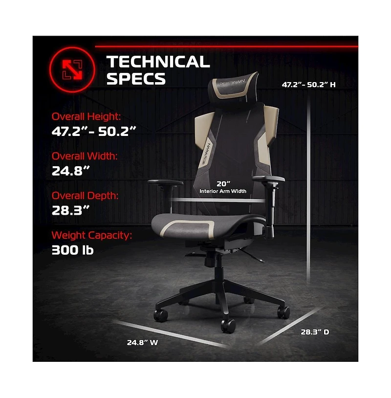 Respawn Gaming Chair With Lumbar Support, With Wheels for Computer/Desk/Office
