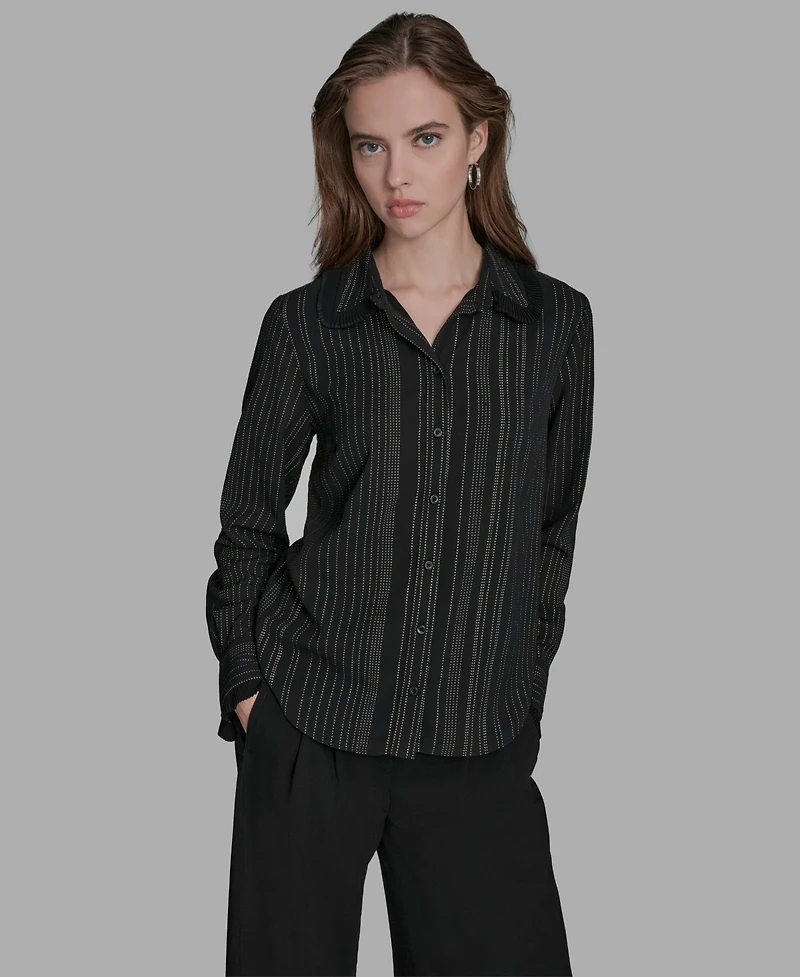 Bcbg Women's Long Sleeve Embellished Blouse