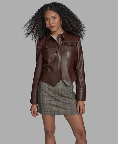 Bcbg Women's Seamed Notch Hem Long Sleeve Jacket