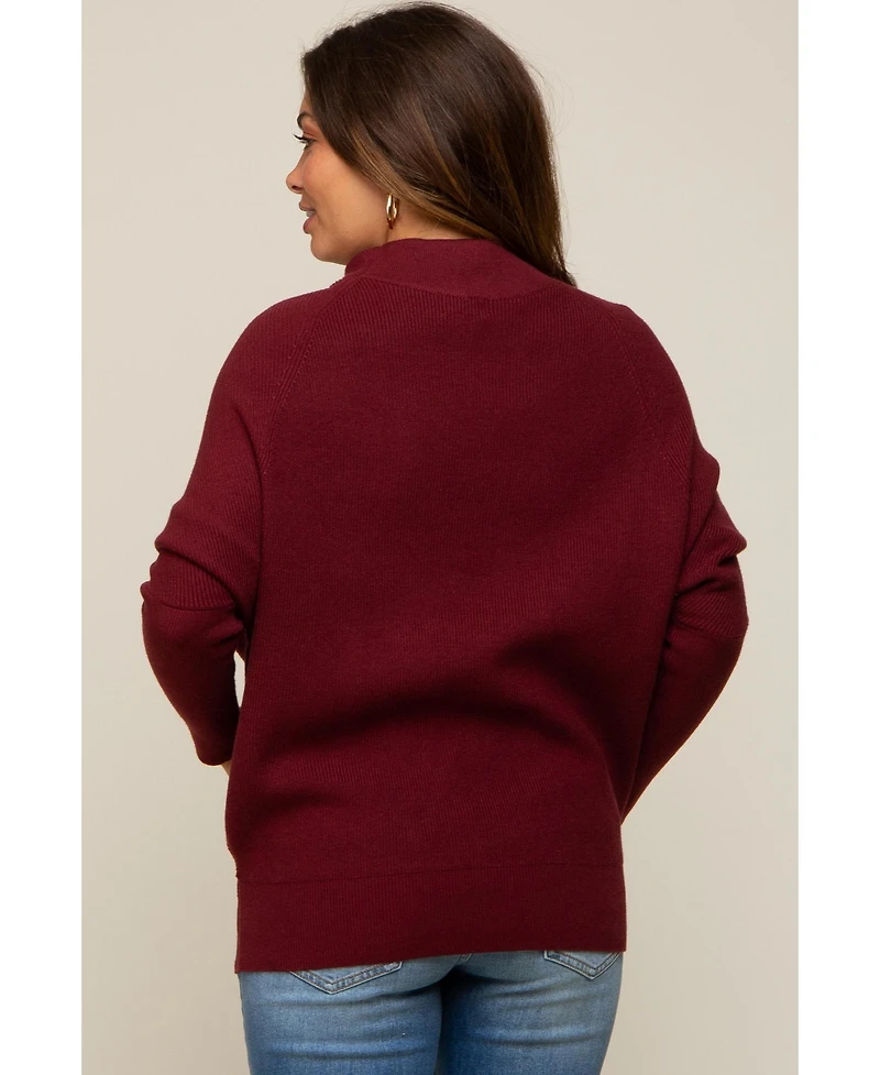 Pinkblush Maternity Burgundy Funnel Neck Dolman Sleeve Sweater