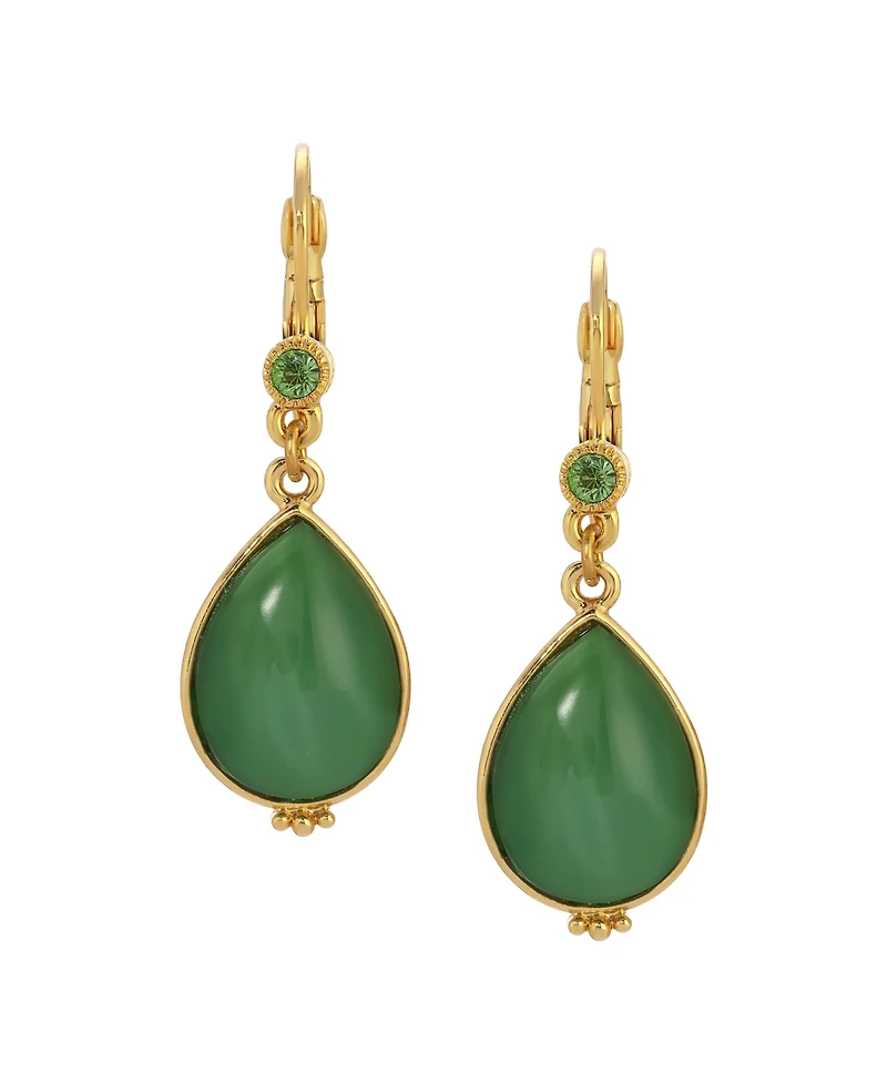 2028 Green Moonstone Teardrop Earrings