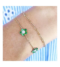 The Lovery Malachite Daisy Bracelet 14K Gold