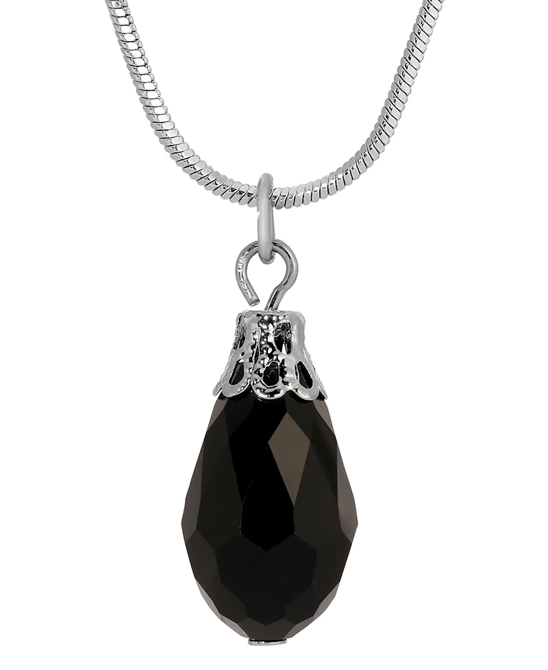 2028 Silver Tone Teardrop Bead Necklace