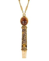 2028 Gold Tone Topaz Crystal Whistle Necklace