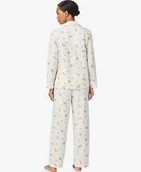 Lauren Ralph Women's Long Sleeves Notch Collar Pajama Set