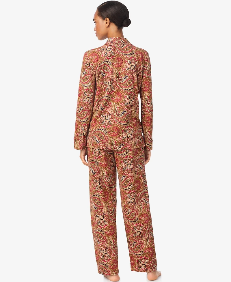 Lauren Ralph Women's Long Sleeves Notch Collar Pajama Set