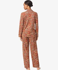 Lauren Ralph Women's Long Sleeves Notch Collar Pajama Set
