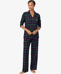 Lauren Ralph Women's Long Sleeves Notch Collar Pajama Set