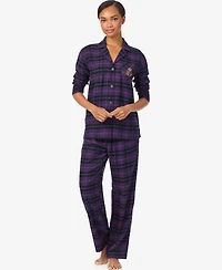 Lauren Ralph Women's Long Sleeves Notch Collar Pajama Set