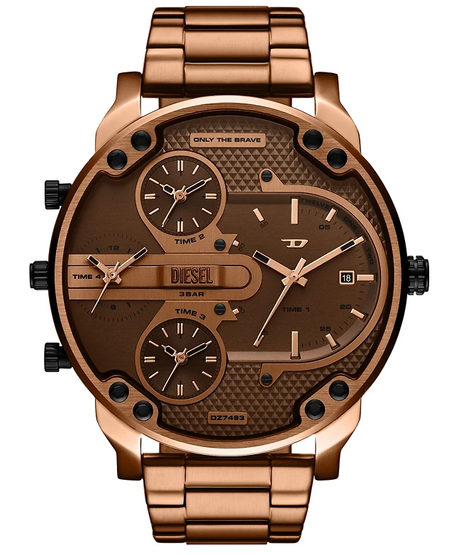 Diesel Men's Daddy Slim Quartz Three-Hand Date Brown Stainless