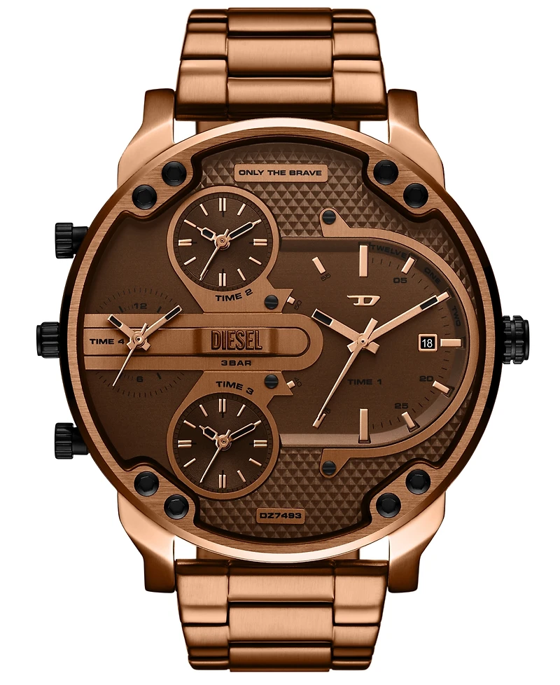 Diesel Men's Mr. Daddy Slim Quartz Three-Hand Date Brown Stainless Steel Watch, 54mm