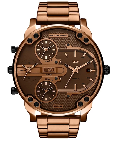 Diesel Men's Mr. Daddy Slim Quartz Three-Hand Date Brown Stainless Steel Watch, 54mm