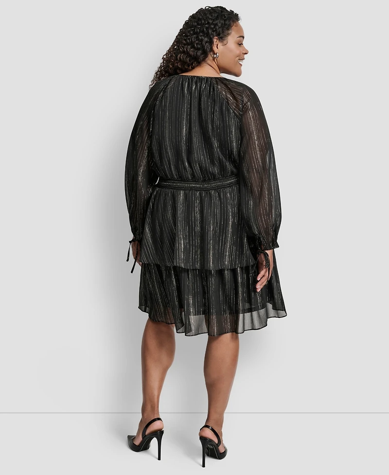 Dkny Plus Long Sleeve Jewel Neck Dress