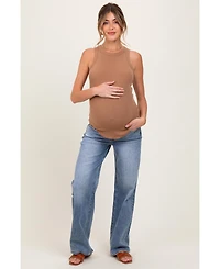 Pinkblush Maternity Blue Distressed Vintage Wash Wide Leg Jeans