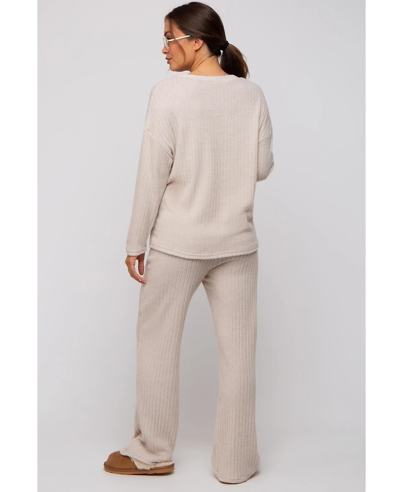Pinkblush Maternity Ribbed Soft Knit Long Sleeve Pajama Set