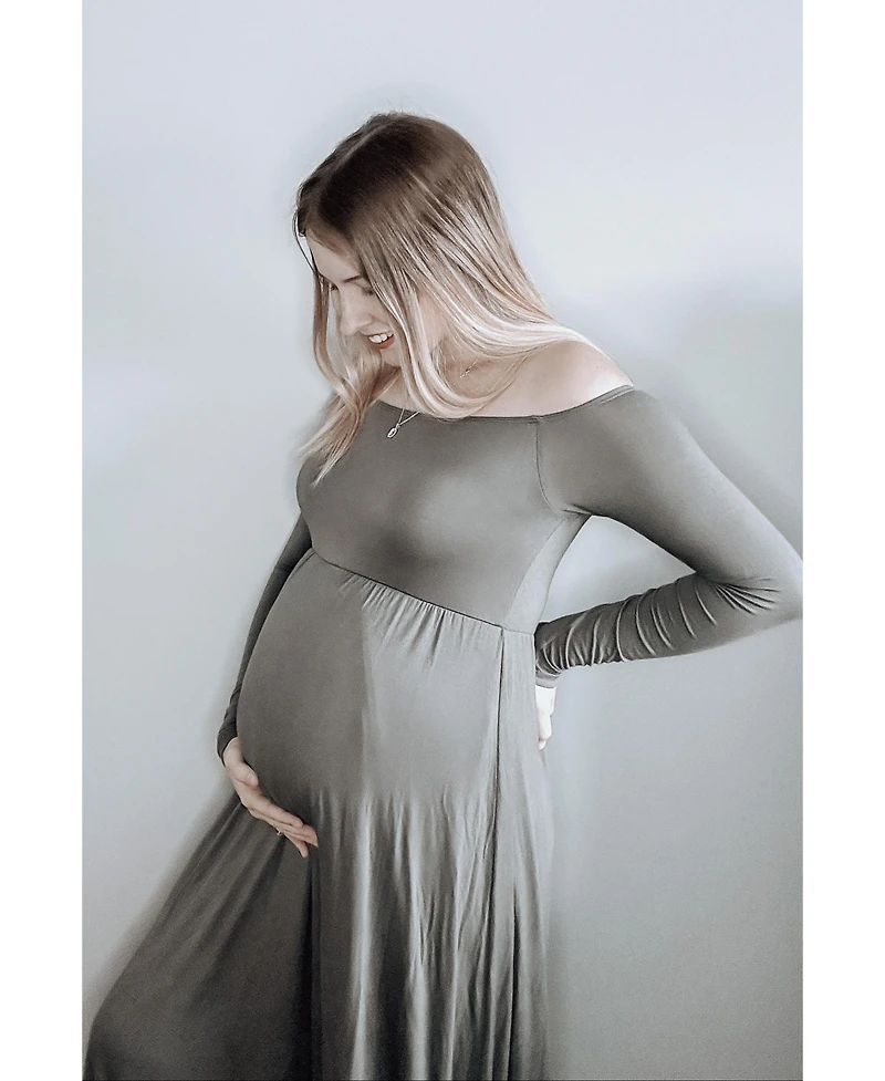 Pinkblush Maternity Solid Off Shoulder Maxi Dress
