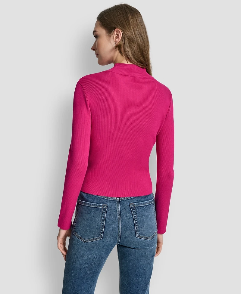 Dkny Jeans Women's Rib Long Sleeves Slim Fit Sweater