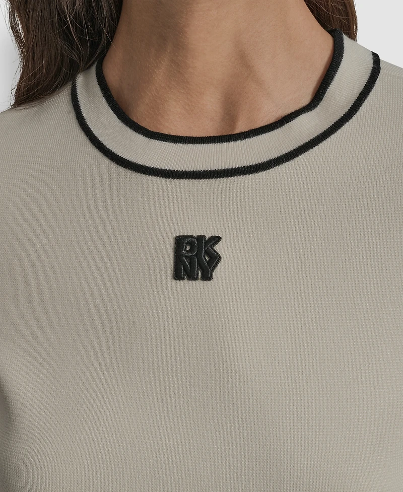 Dkny Jeans Women's Cropped Color Block Elbow Sleeves Sweater