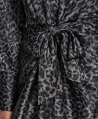 Dkny Jeans Women's Print Long Sleeves Satin Tie Dress