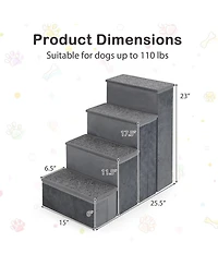 Ecooso 4-Step Dog Stairs Non-slip Foldable Dog Ramp with Adjustable Steps