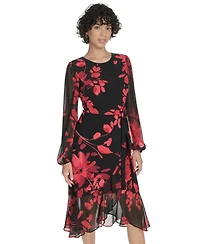 Tommy Hilfiger Women's Sheer Balloon Sleeve Dress