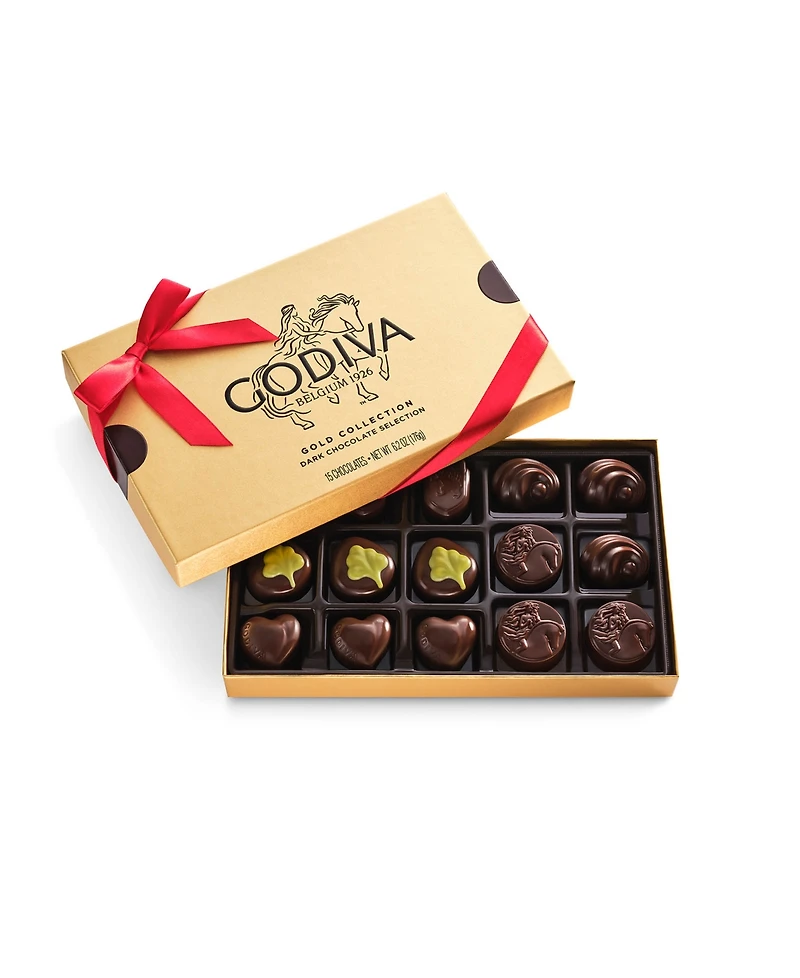 Godiva Dark Assorted Chocolate Gold Gift Box with Ribbon, 15-Pc.