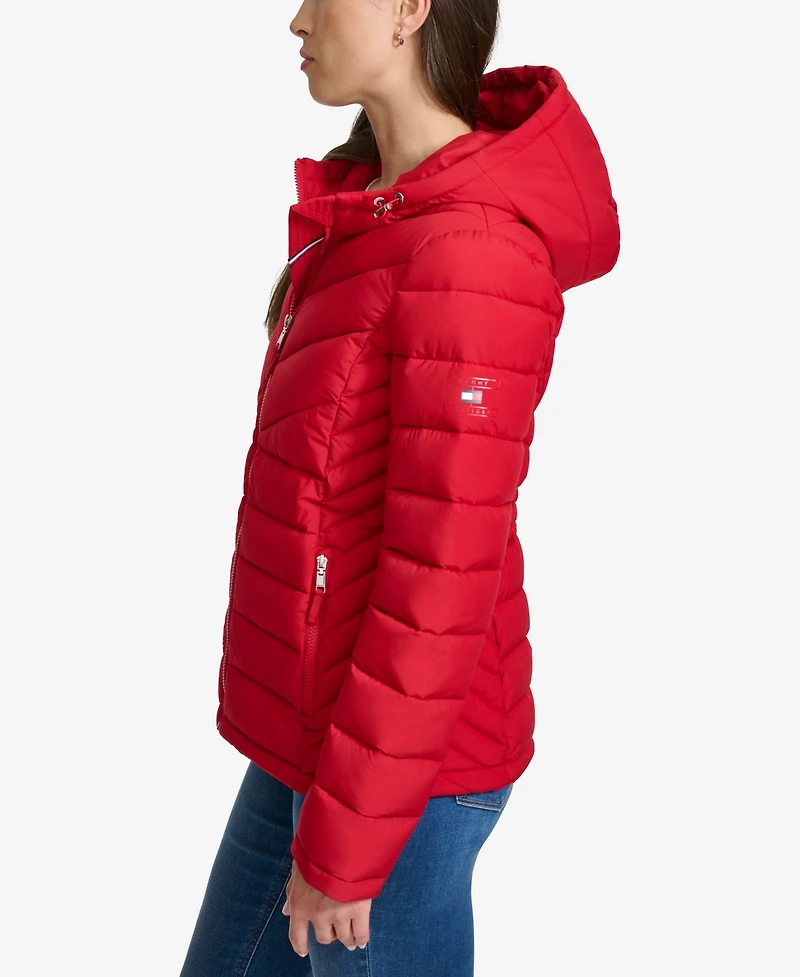 Tommy Hilfiger Women's Long Sleeves Hooded Puffer Jacket