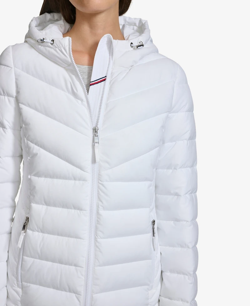 Tommy Hilfiger Women's Long Sleeves Hooded Puffer Jacket