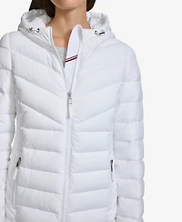 Tommy Hilfiger Women's Long Sleeves Hooded Puffer Jacket