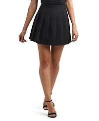 Bcx Women's Soft Stretch Twill Pleated A-Line Mini Skirt