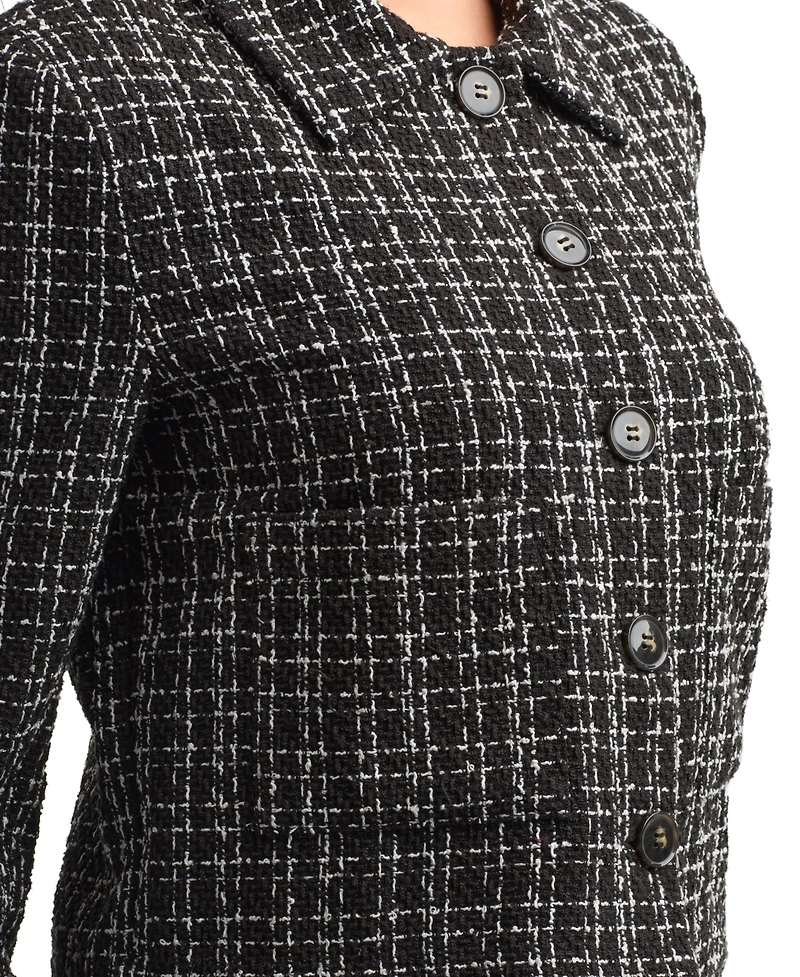Bcx Women's Tweed Check Boucle Long Sleeves Jacket