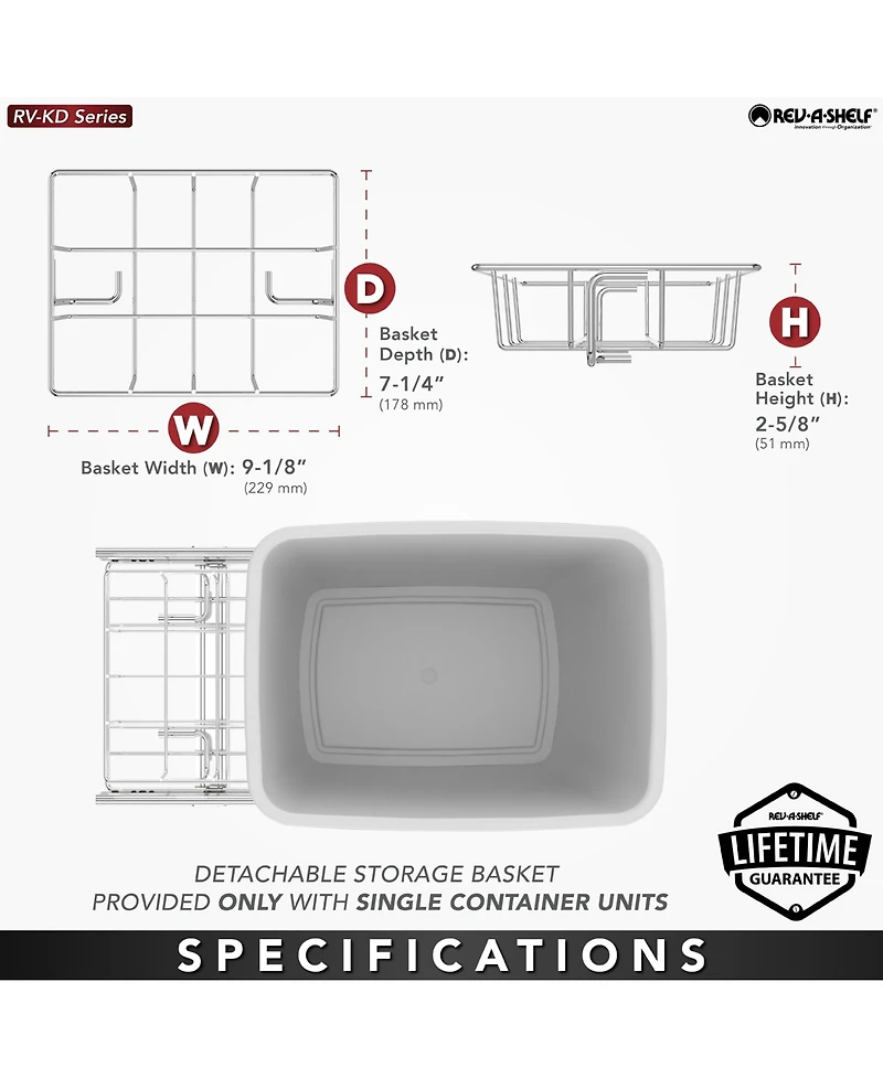 Rev-a-shelf Double Pullout Trash Can 35 qt. for Kitchen, Rv-18KD-11RC-S