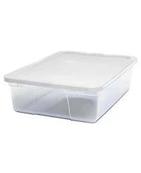 Homz 28 Qt Snaplock Clear Plastic Storage Container Bin with Secure Lid, 2 Pack