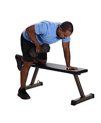HolaHatha 300 Pound Capacity Foam Padded Flat Barbell Bench w/Steel Frame, Black