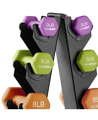 HolaHatha Dumbbell Hand Weights Set & Rack for Home Workout, 76 Lbs, Multicolor