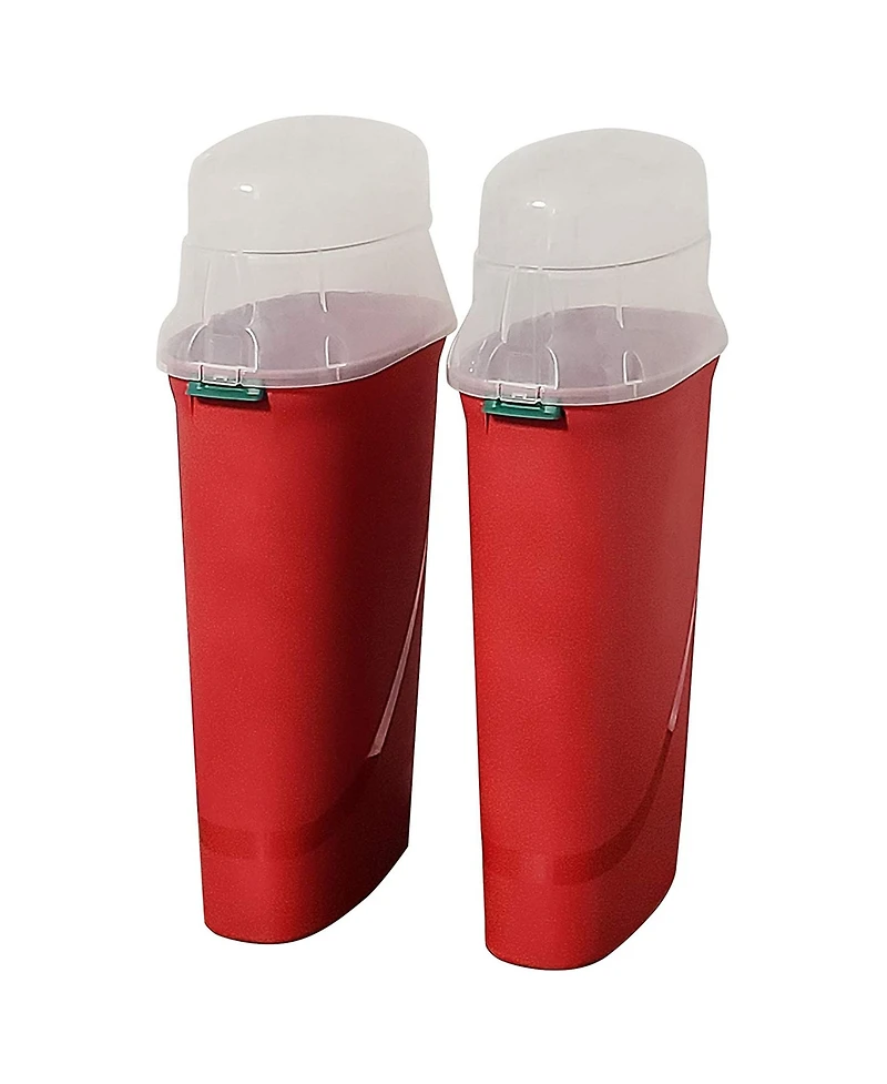 Homz 30-Inch Vertical Gift Wrap Storage Container Box, Red, Clear Lid (2 Pack