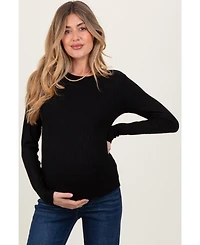 Pinkblush Maternity Black Ribbed Long Sleeve Top