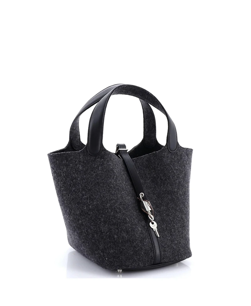 Pre-Owned Hermes Mm Picotin Lock Bag Felt with Leather