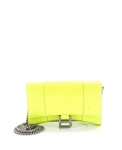 Pre-Owned Balenciaga Hourglass Chain Wallet Embossed Leather