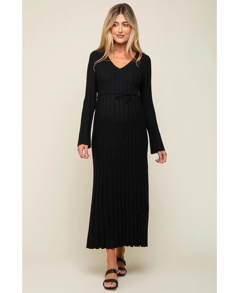 Pinkblush Maternity Taupe Ribbed Knit Maxi Dress