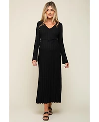 Pinkblush Maternity Taupe Ribbed Knit Maxi Dress