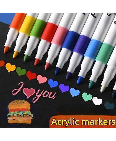 Htutwoo 24pcs Acrylic Marker Pen, Pen To Graffiti Art Of Diy Pens, Colorful Pen Sets, Waterproof, Exquisite Gift To The Student,School Supplies
