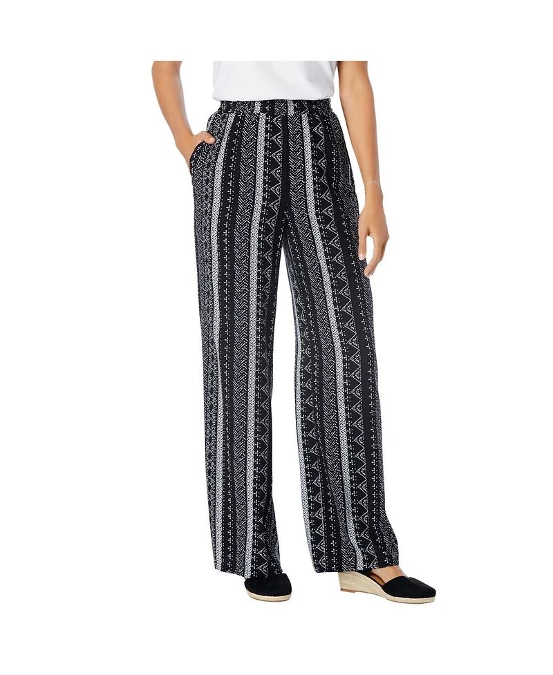 Woman Within Women's Tall Pull-On Elastic Waist Soft Pants