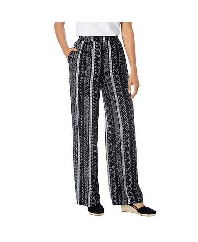 Woman Within Women's Tall Pull-On Elastic Waist Soft Pants