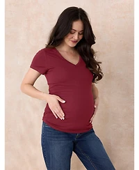 Motherhood Maternity V-Neck Side-Ruched Short Sleeve Tee