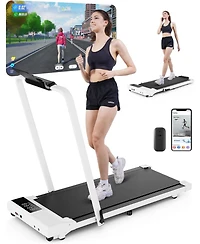 DeerRun 3 in 1 Walking Pad Treadmill, 300 Weight Capacity Foldable Treadmill, 3.0HP Low Noise Under Desk Treadmills for Home Office with Remote & App