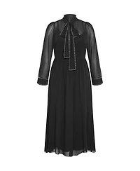 City Chic Women's Kara Stud Tie Neck Maxi Dress