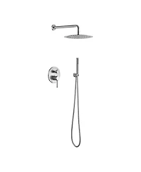 Rainsken Wall Mounted Shower Faucet Set for Bathroom with High Pressure 10" Stainless Steel Rain Shower head Handheld Shower Set, Brushed Nickel