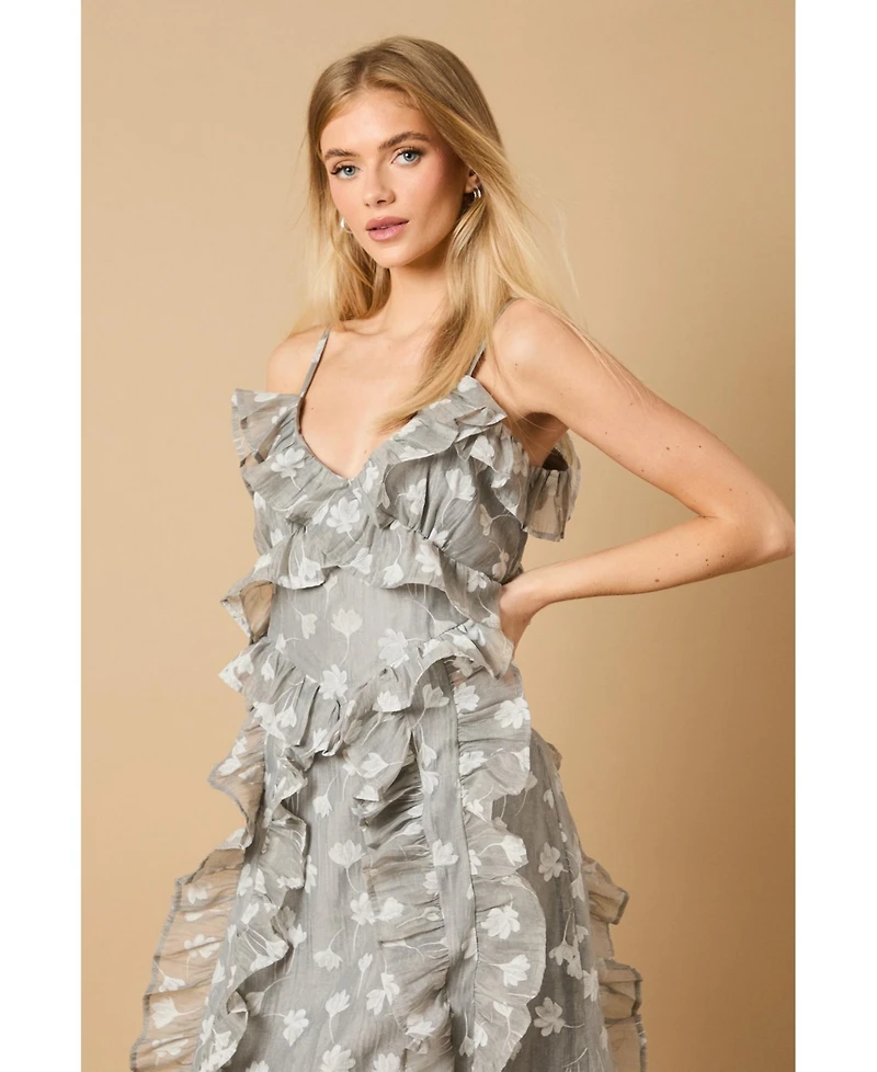 Oasis Women's Ruffle Front V-Neck Strappy Midi Dress