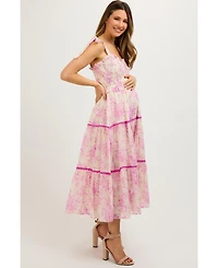 Pinkblush Maternity Floral Sleeveless Ruffle Tiered Midi Dress